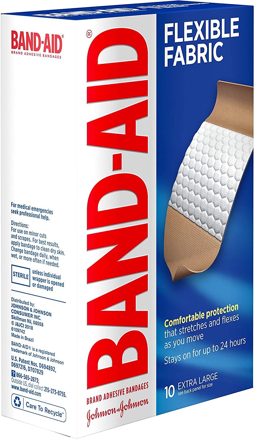 Band-Aid Flexible Fabric Bandages Extra Large All One Size - 10 ct, Pack of 3