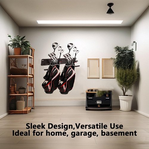 Ecomlively Golf Bag Holder -Golf Bag Wall Mount, Golf Club Storage Organizer for Garage,Golf Bag Storage Rack with PVC Rubber Hooks, Golf Club Organizer for Bag, Wall Hanging Golf Gag Storage, Black
