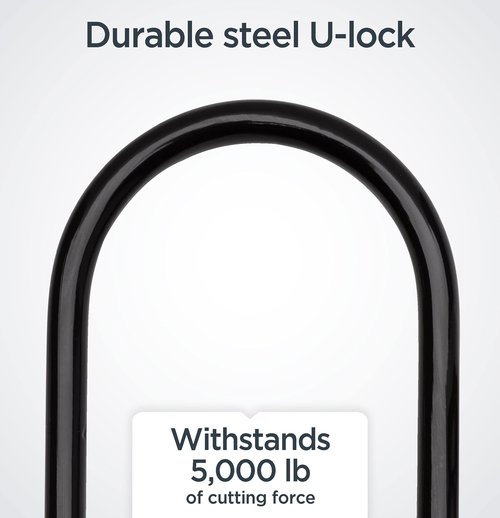 Schwinn Bike U-Lock with Keys, 12 mm x 7.5 inches, Black, Vinyl Coated Steel Shackle, Mounting Bracket for Storage and Transport, Anti Theft Protection, Shackle Bike Lock for Security