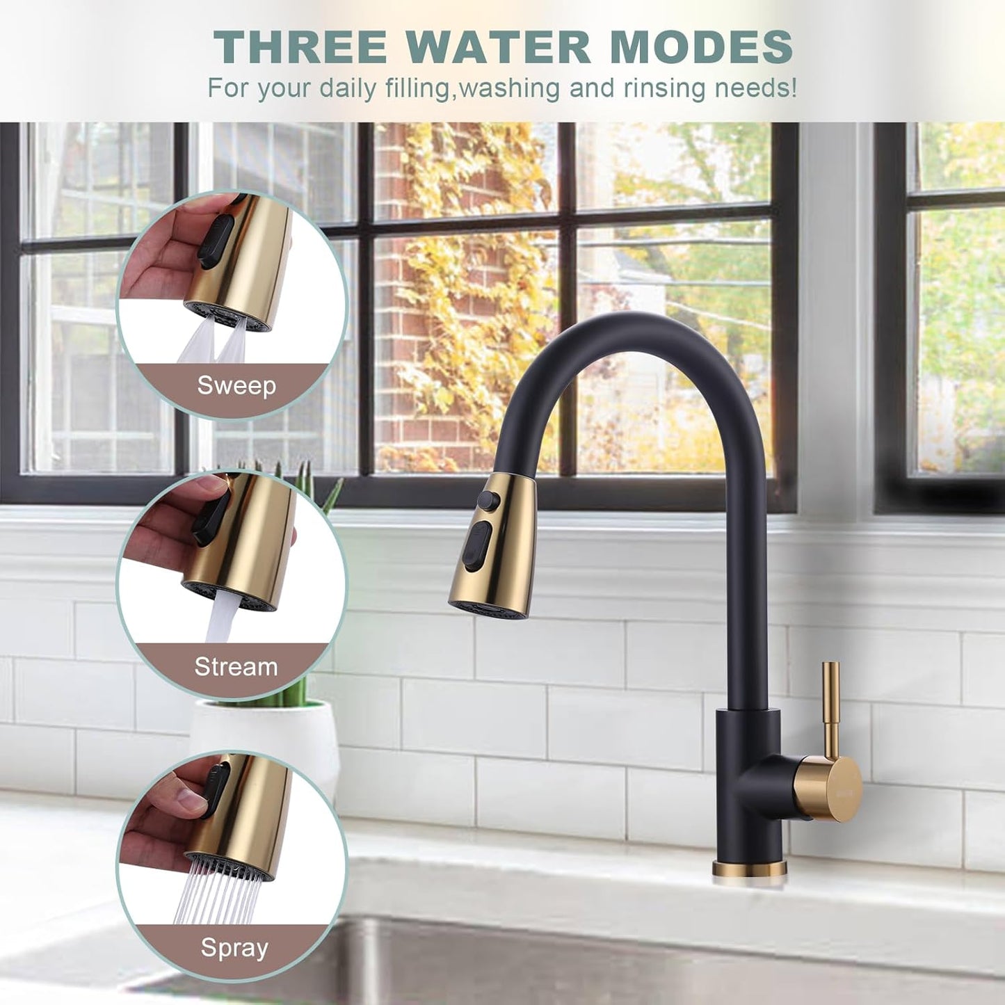 Stainless Steel Kitchen Faucet Combo with Water Filter - Brushed Nickel Sink Faucet for RO Systems