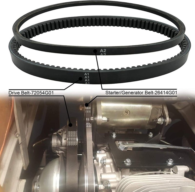 Roykaw Golf Cart Clutch Drive Belt & Starter Generator Belt Kit Compatible with EZGO TXT Medalist 1994-2013 with Robin Engine 4 Cycle Gas Golf Cart, OEM# 72054G01,72024G01,72025G01,26414G01