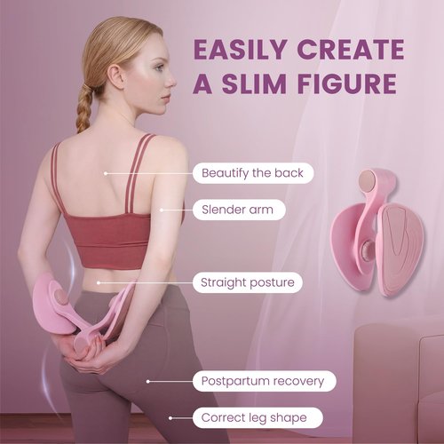 35lb Fixed-Resistance Inner Thigh Exerciser, Balanced Center-of-Gravity Hip & Leg Trainer for Women & Men, Easy-to-Use Lower Body & Pelvic Floor Workout Equipment for Home Gym (Pink)