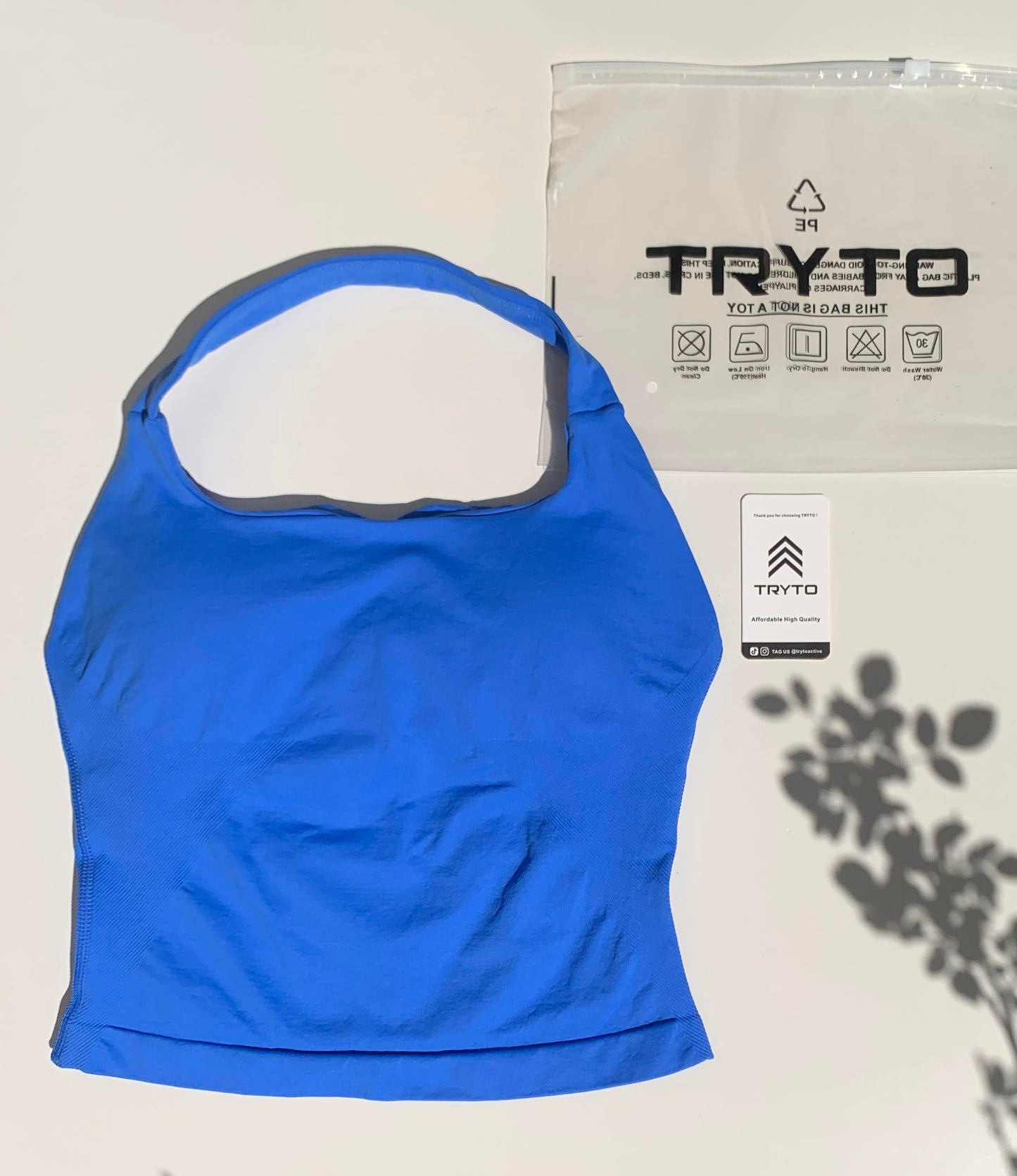 TRYTO Impact Halter Top Sports Yoga Tanks Women Workout Fitness Gym Outdoor Running Tank Tops Electric Blue, Medium