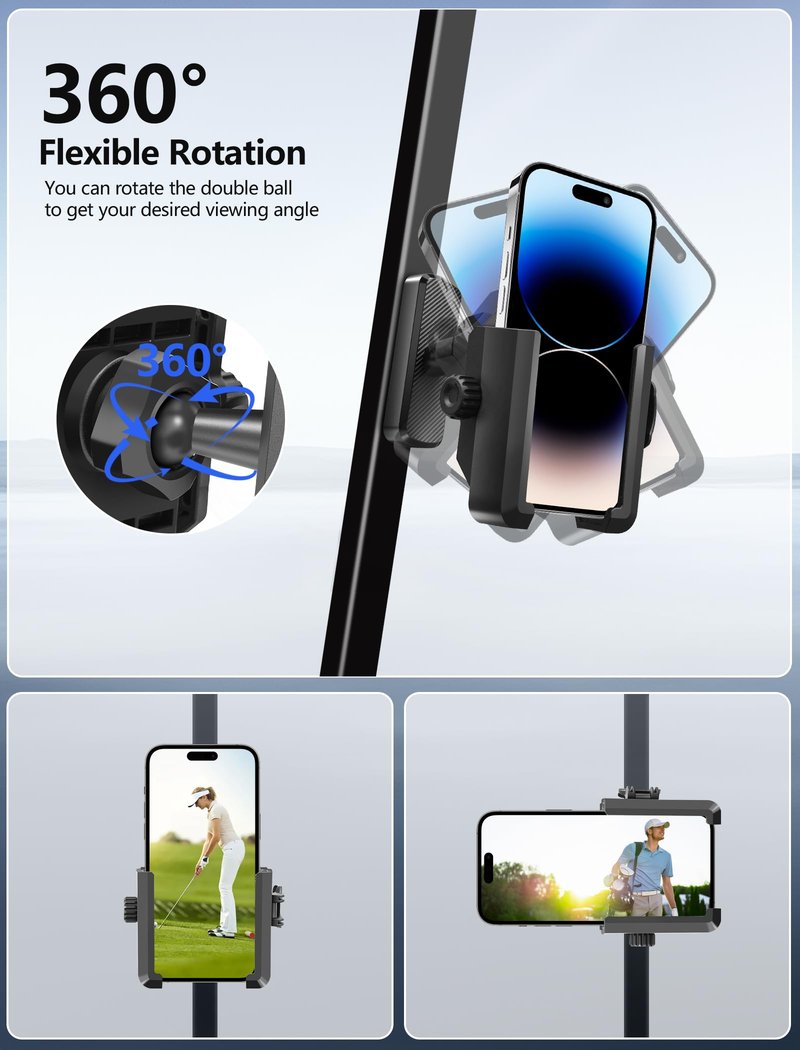 TOPGO [2025 Upgraded] Magnetic Golf Cart Phone Holder for Club Car/EZGO/Yamaha, Universal Phone Holder Up to 7 inch for iPhone/Galaxy/Pixel, Golf Accessories for Men Women
