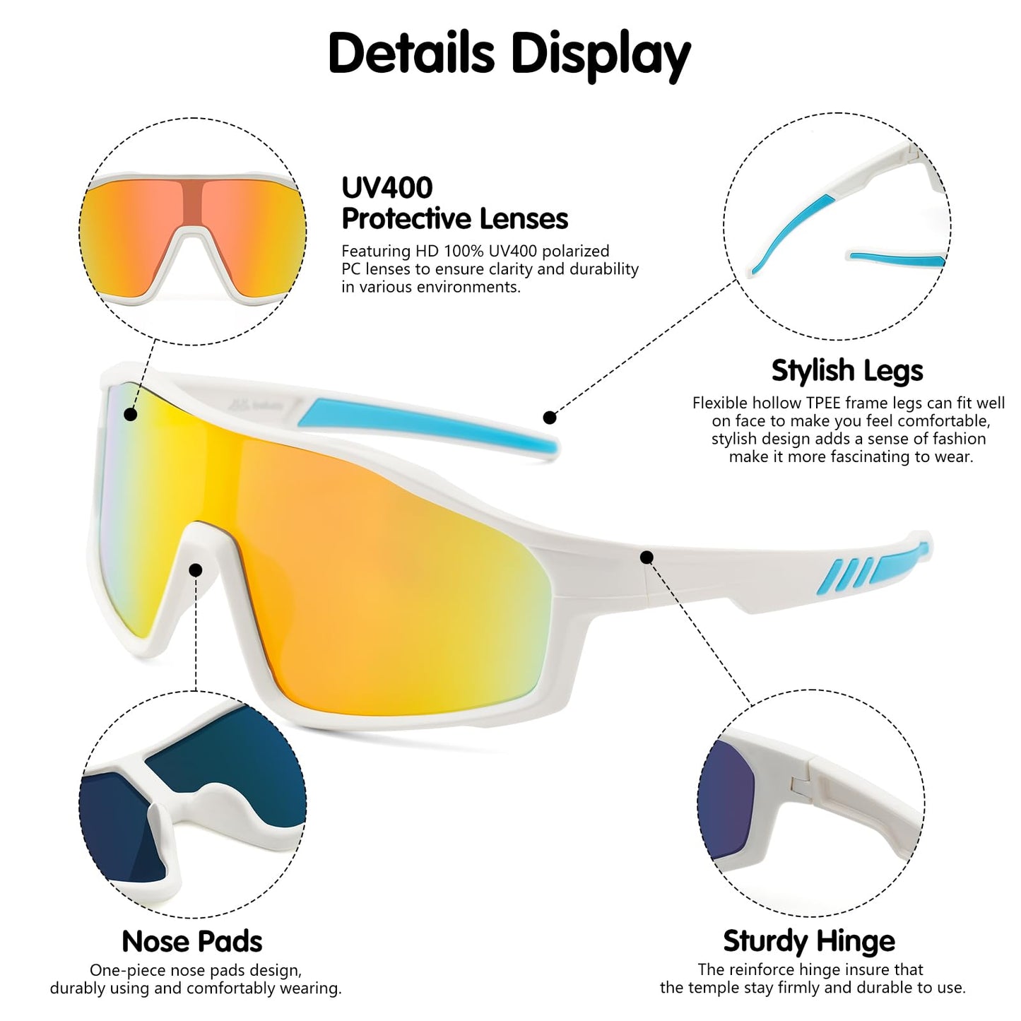 EYEBUDDY Kids Sunglasses Youth Baseball Sun Glasses Boys Girls Softball Sports UV400 Protection Goggles Age 6-12
