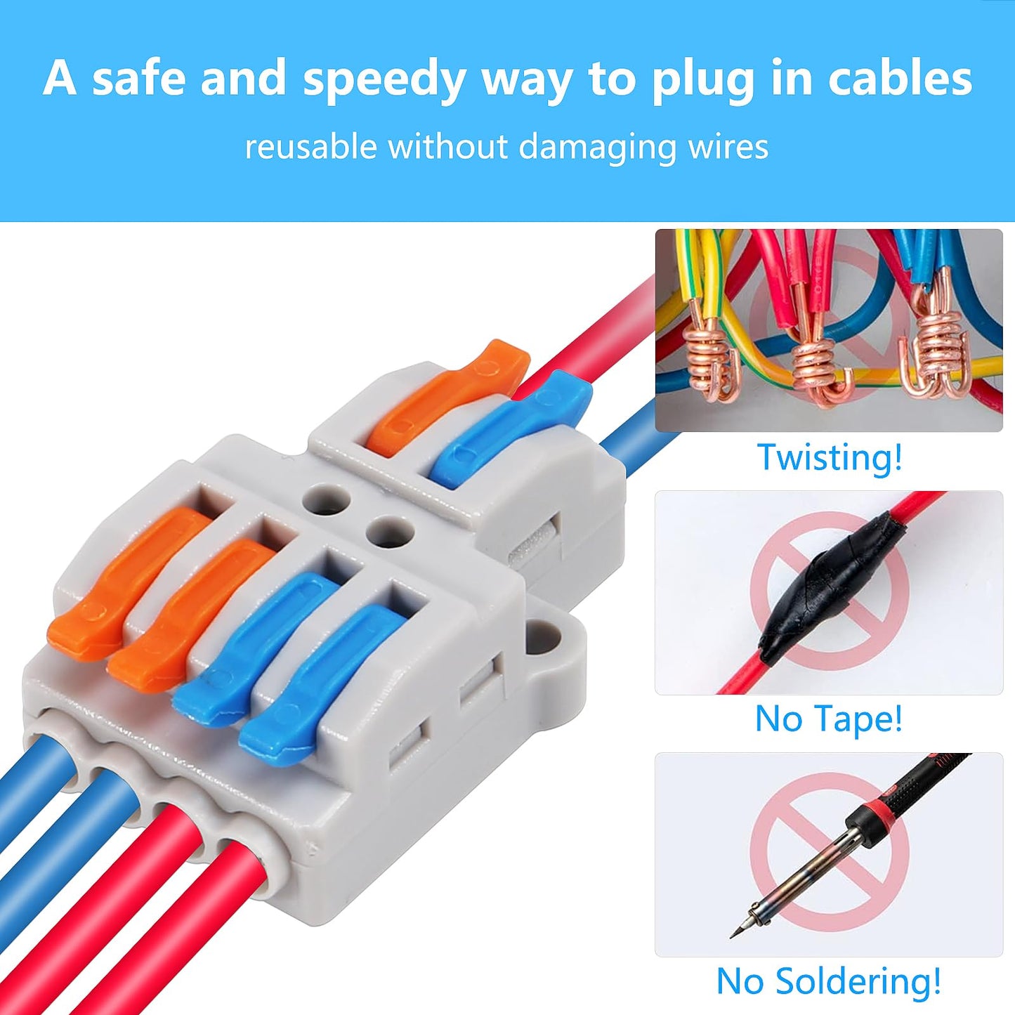 MELIFE 10PCS Lever Wire Connectors, 2 in 6 Out Quick Wire Connectors, Electrical Lever Nuts Wire Connectors Push-in Conductor Terminal Block AWG 28-12