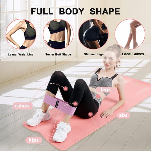 GOLELE Resistance Bands for Working Out, Non Slip Thick Squat Exercise Bands for Yoga, Pilates, Rehab, Fitness 3 Booty Bands 1 Long Resistant Band for Women Men Gym Hip Thigh Glute Bands Set(ES618)