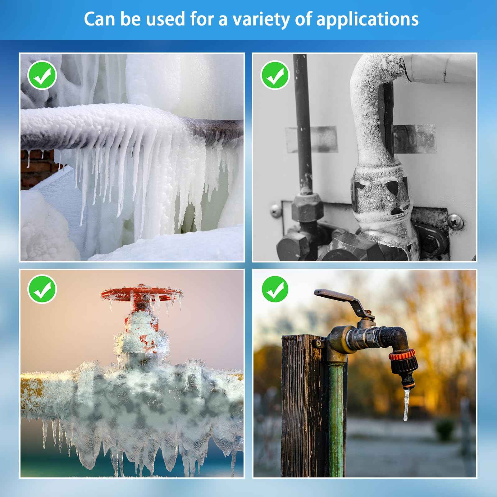 12FT Self-Regulating Pipe Heating Cable with Thermostat,Heat Tape for Water Pipe Freeze Protection,Pipes Heating Trace System for Home Supply Pipes,120V 5W/FT