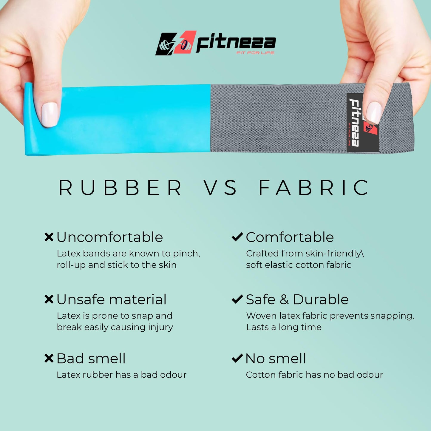 FITNEZA 76" Inch Premium Extended Length Fabric Resistance Bands for Working Out – 3" Wide Non-Slip Extra Long – No Pinching & Snapping – Exercise Workout Fitness Stretch Band for Pilates (Gray)