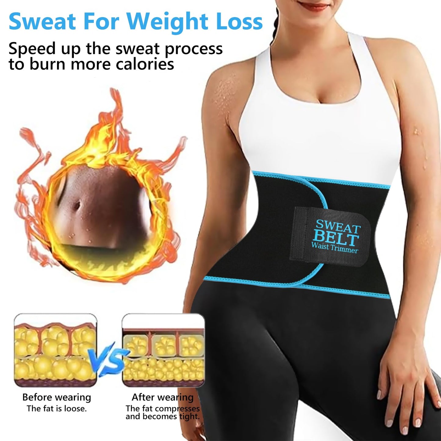 AMZBOSS Waist Trainers for Women Belly Fat, Waist Sweat Band for Women, BU2