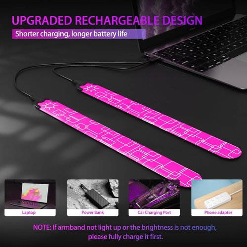 2 Pack LED Armband - Rechargeable Running Lights with Reflective Gear, High Visibility LED Wristband Lights