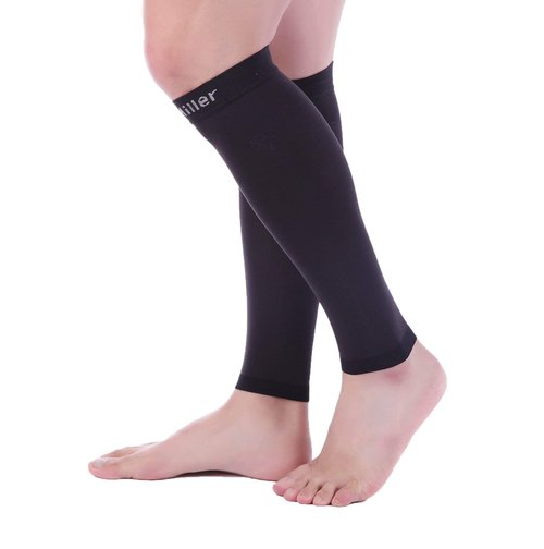 Doc Miller Calf Compression Sleeves for Men & Women, Footless Leg Compression Socks Support for Runners, 15–20mmHg Graduated, Shin Splints, Varicose Veins, Pain Relief & Swelling (1 Pair)