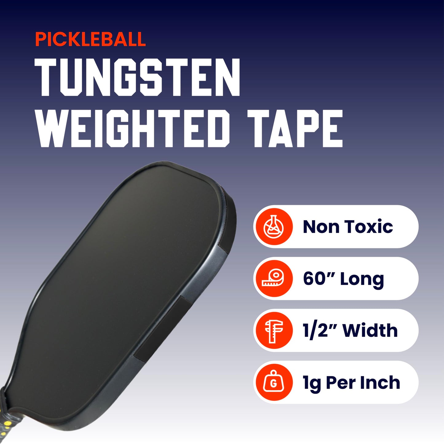 The Racket Pro Weighted Tungsten Tape for Pickleball Paddles | Ultra Thin 1 Gram Per Inch | Twice as Much Tape as Tape Strips