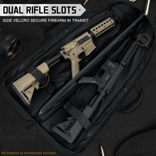 DULCE DOM Double Rifle Case - Tactical Soft Gun Bag with Movable Divider | 36-48 Inch, Ideal for Range & Hunting