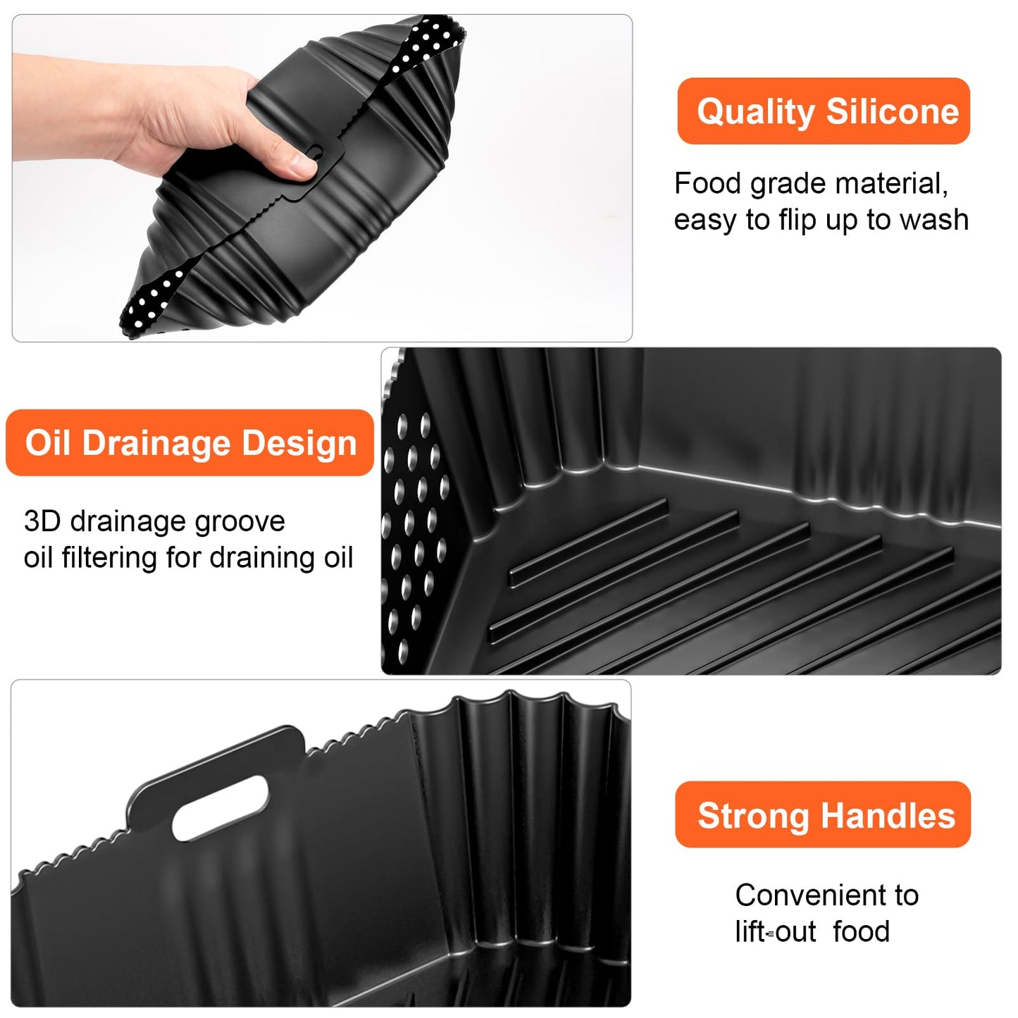Ninja Double Stack Air Fryer Liners - Silicone Liners for 2 Basket, XL 9.5L Air Fryer