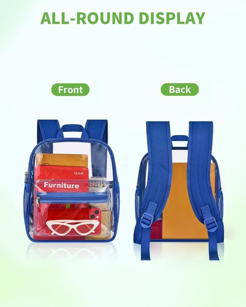 MAY TREE Clear Backpack - Stadium-Approved Design for Concerts & Festivals | 12x11x6 Inches - Blue