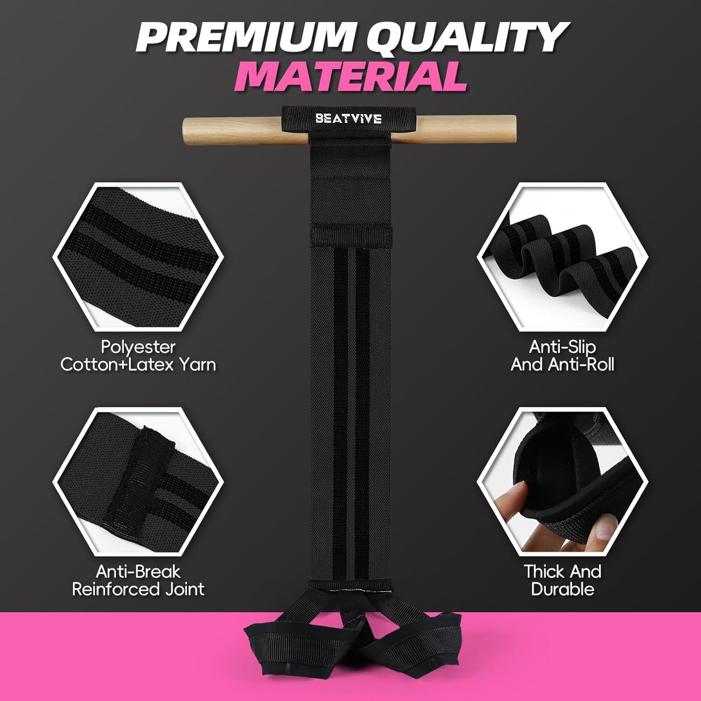 Skiennix Pedal Resistance Bands - Adjustable Manual Tension with Wood Handles | Multifunctional Fitness for Abdomen, Arms, Legs