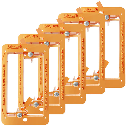 VCE Low Voltage Mounting Bracket Single Gang Wall Plate, Flush Low Voltage Box for Network, HDMI, Coaxial, Speaker, Telephone Cables, Orange, 5 Pack