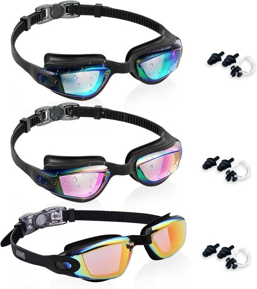 Aegend Swim Goggles - 3-Pack Youth Swimming Goggles for Ages 3-14 | Comfort Fit & Anti-Fog Design