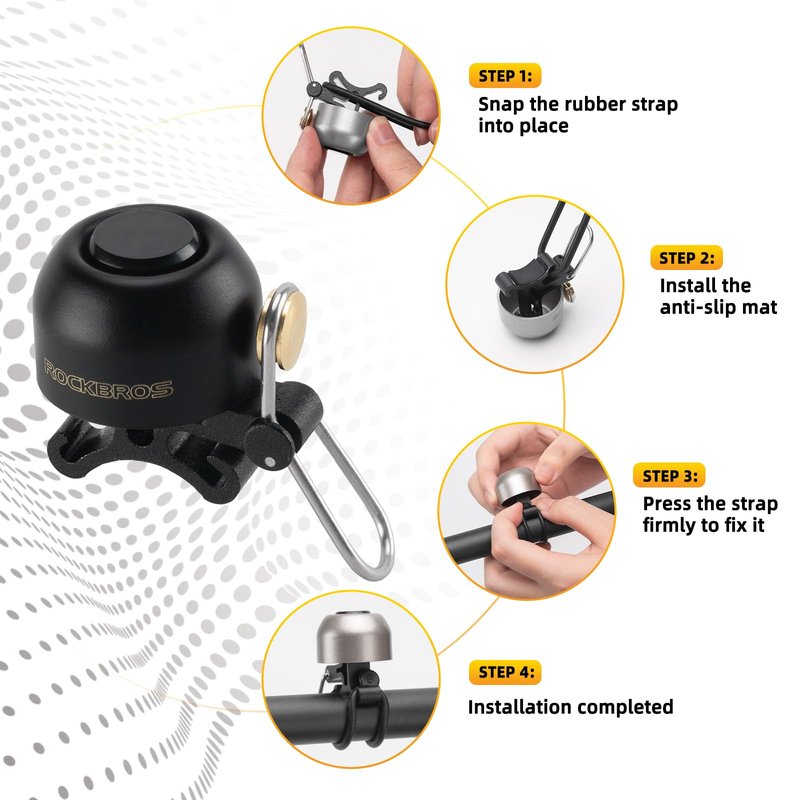 ROCKBROS Bike Bell Classic Bicycle Bell,Loud Sound 100dB Bike Bells for Adults Kids, Fit for 0.87-1.34in Bicycle Handlebars,Road Mountain Bike Accessories