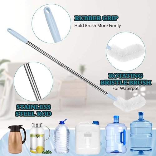 28-Inch Long Bottle Brush by [Brand Name] - 2-Pack for 3 & 5 Gallon Bottles | Bendable Nylon Bristles & Stainless Steel Handle