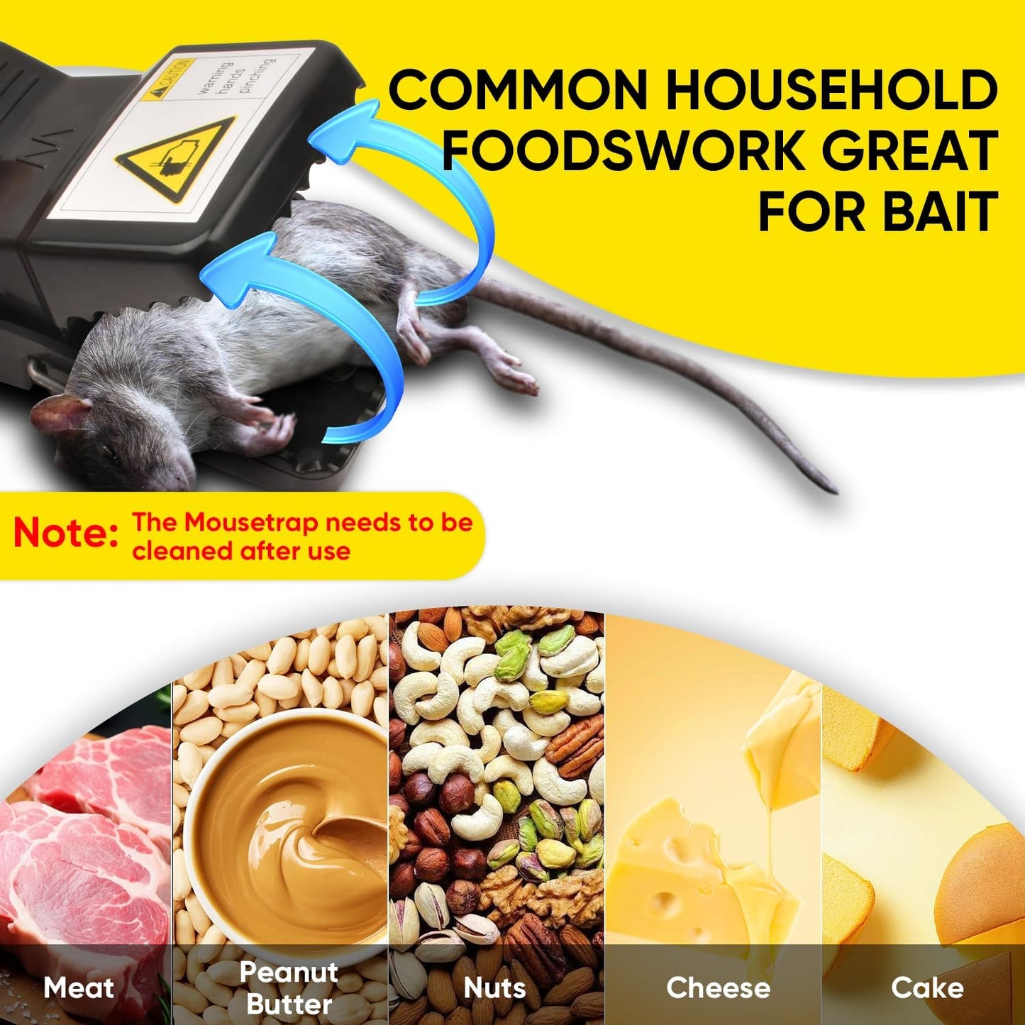 Rat Trap 6-Pack | Large Reusable Mouse Traps for Indoor & Outdoor Use - Fast & Hygienic Rodent Control