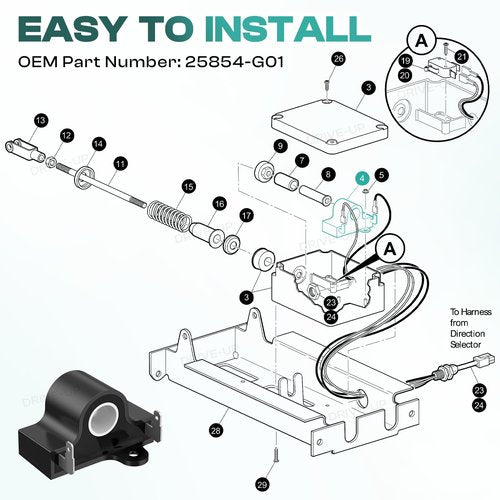 DRIVE UP Golf Cart Inductive Throttle Sensor for EZGO TXT 1994-Up DCS PDS for Electric Modles OEM 25854G01 25854-G01