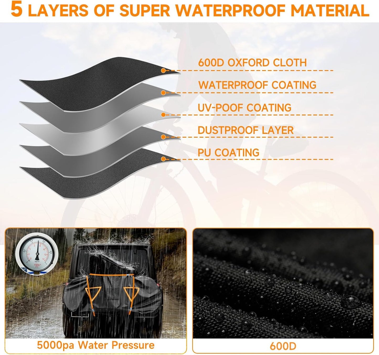 Neverland Waterproof Bike Cover - Durable 600D Oxford Material for Outdoor Storage & Travel | Fits 2 Bikes