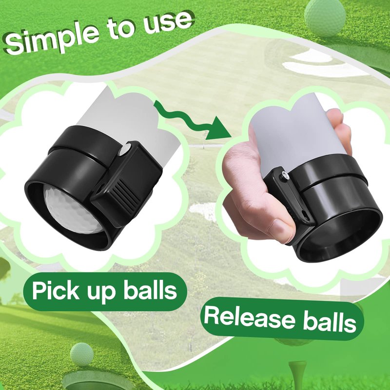 Deekin 2 Pieces Golf Ball Retriever Plastic Clear Picker Upper Tube Golf Ball Shagger Grabber Collector, Professional Pickup Tool Device for Men Women, 35.4 Inch (Black)