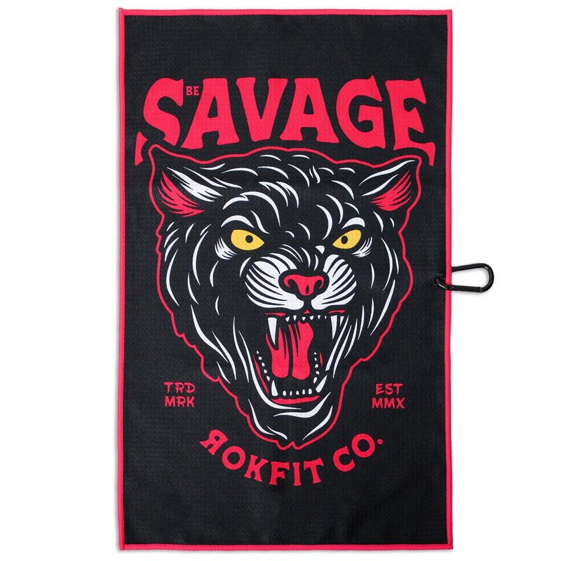 RokFit Gym & Golf Towel – Multi-Use, Quick-Dry, Durable Utility Towel with Bold Graphic and Carabiner Clip (Tattoo Flash Pattern)