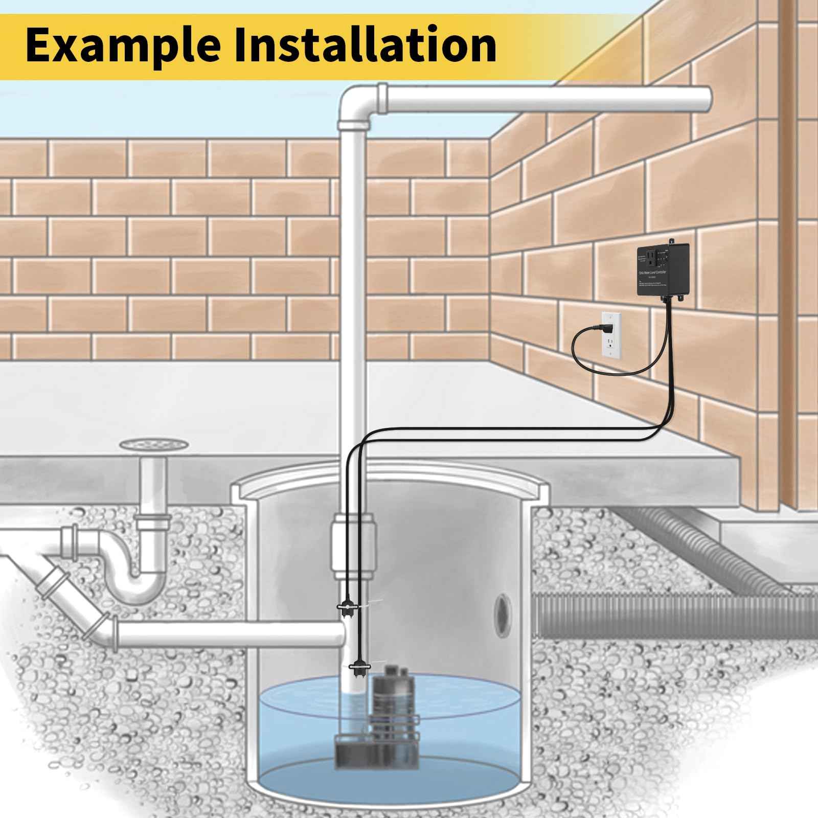 Hi-Lo Sump Pump Switch, Ortis Electronic Adjustable Float Switch Controller with Dual Sensors, LED Indicators, Corrosion-Resistant, 110/220V for Water Tanks Sewage Pits, Black