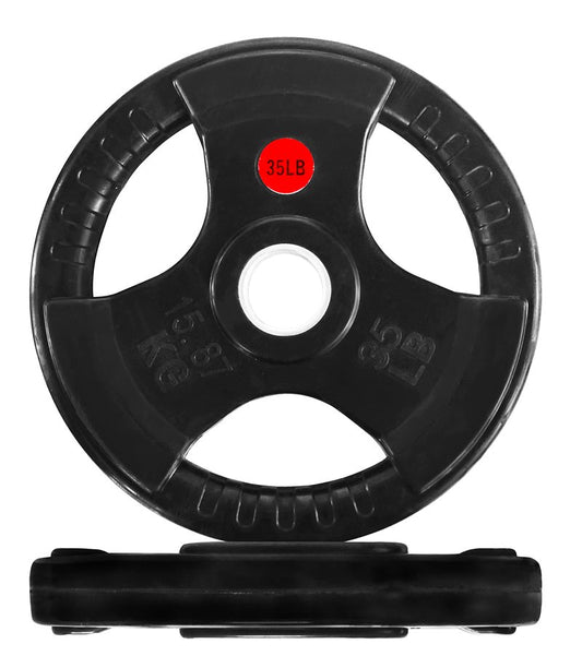 Signature Fitness Olympic 2-Inch Cast Iron Plate Weight Plate for Strength Training and Weightlifting, Style #4, 35LB Pair