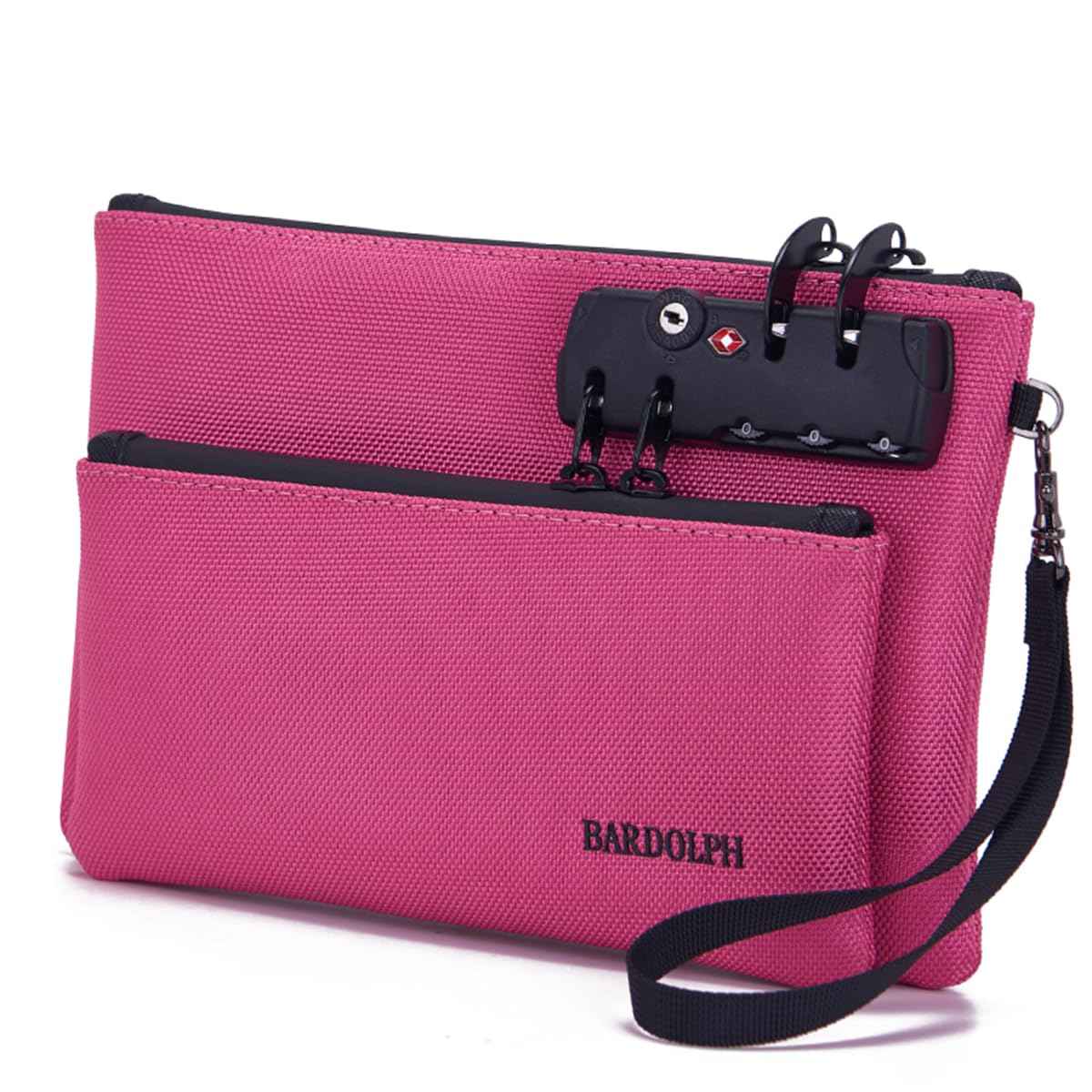 Money Bag with Lock, Double layer Men & Women's Locking Accessories Pouch, Bank Bag, Passports, Notary Supplies, Valuable StorageBag,CashBag and Zipper NotaryBag with Lock