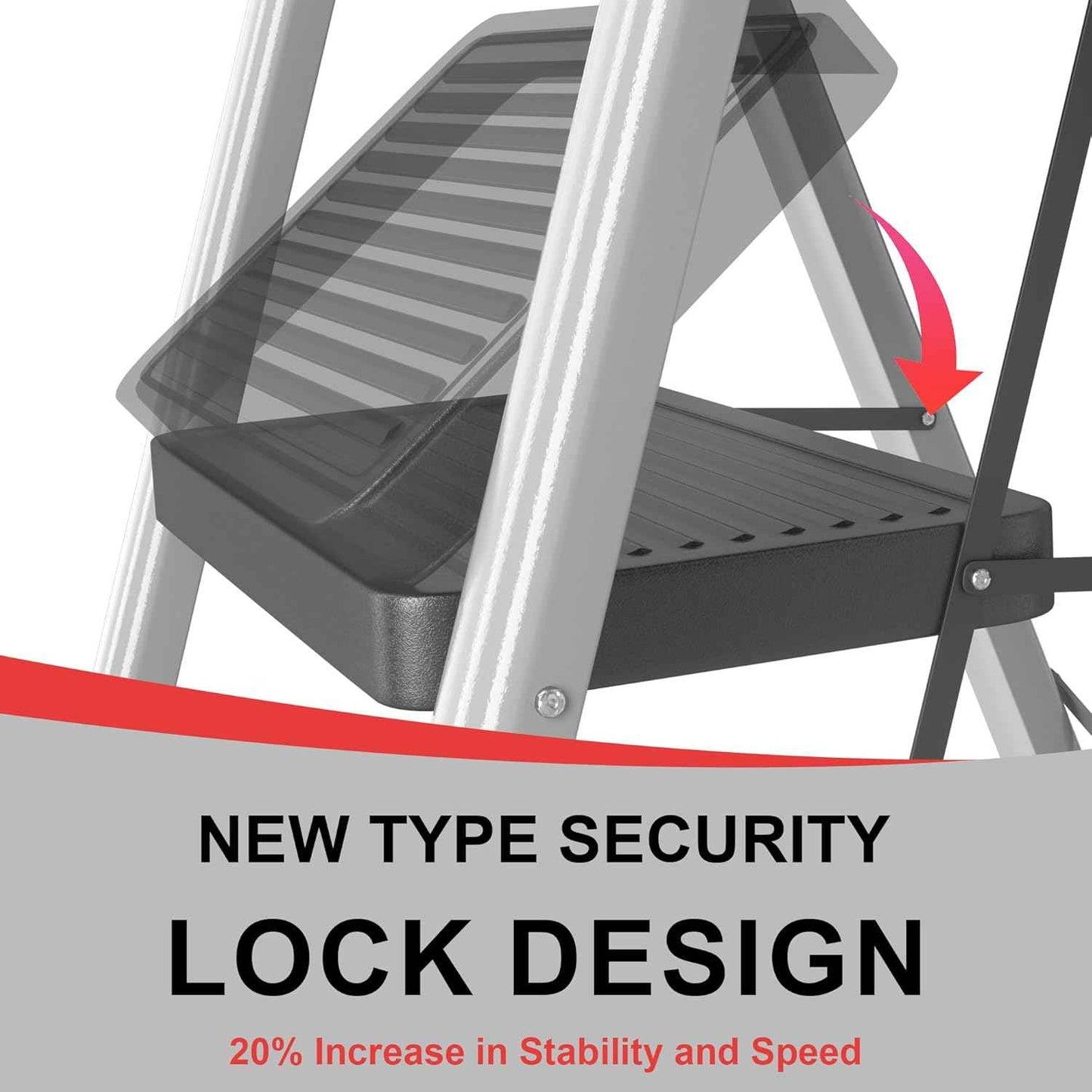 DIAMONDFORGE 4-Step Folding Ladder - Sturdy Steel Construction, Anti-Slip Pedals & Feet, Handgrip - Home Use, White & Red