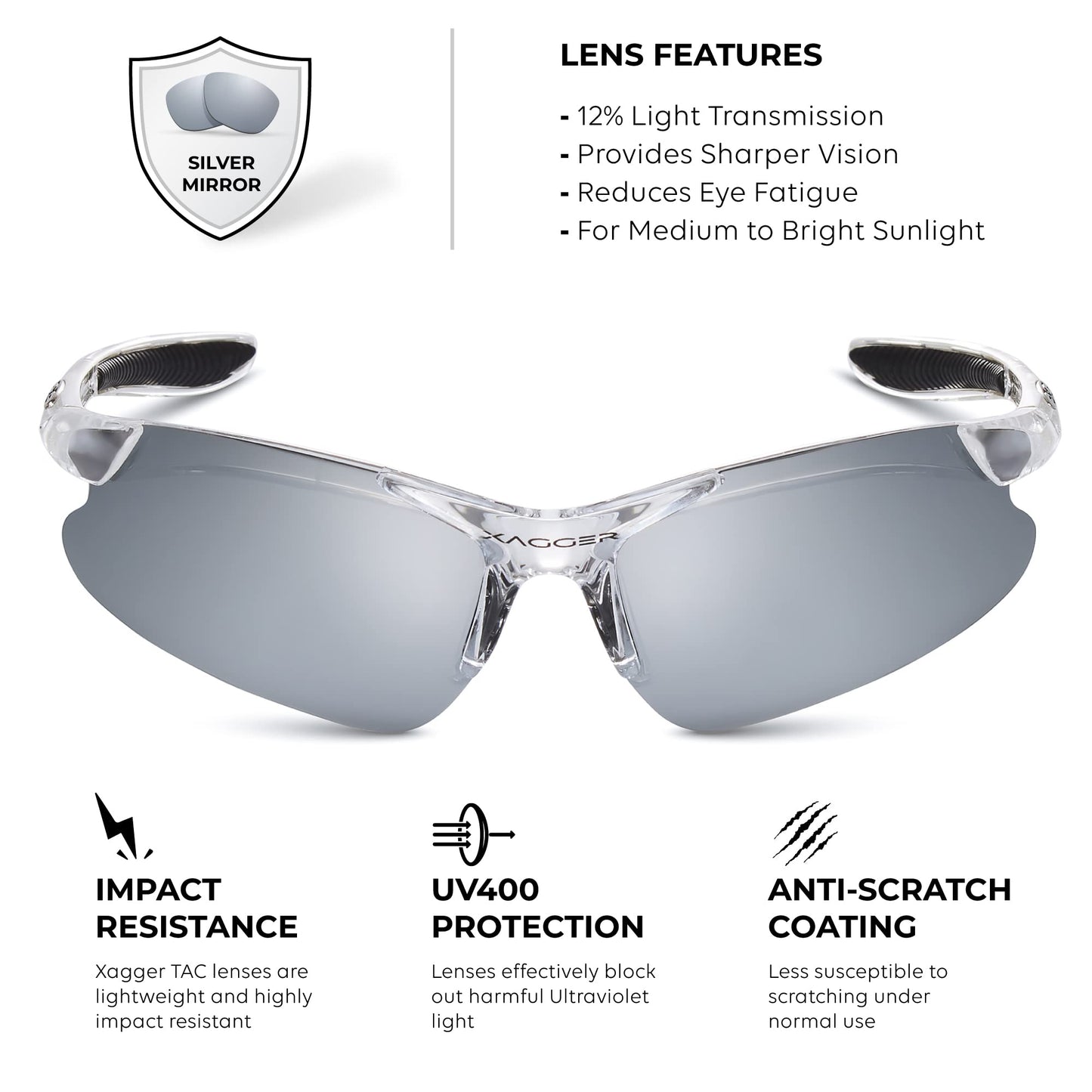 Xagger Kids Youth Polarized Sports Sunglasses for Boys Girls Baseball Softball Glasses TR90 Frame