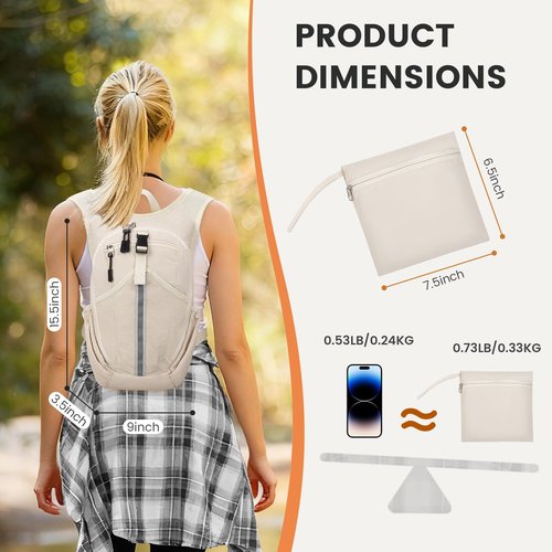 TUIKEN Small Hiking Backpack 10L- Lightweight Packable Foldable Backpack for Travel Camping Outdoor Commute, Compact Rucksack for Women Men(Beige)