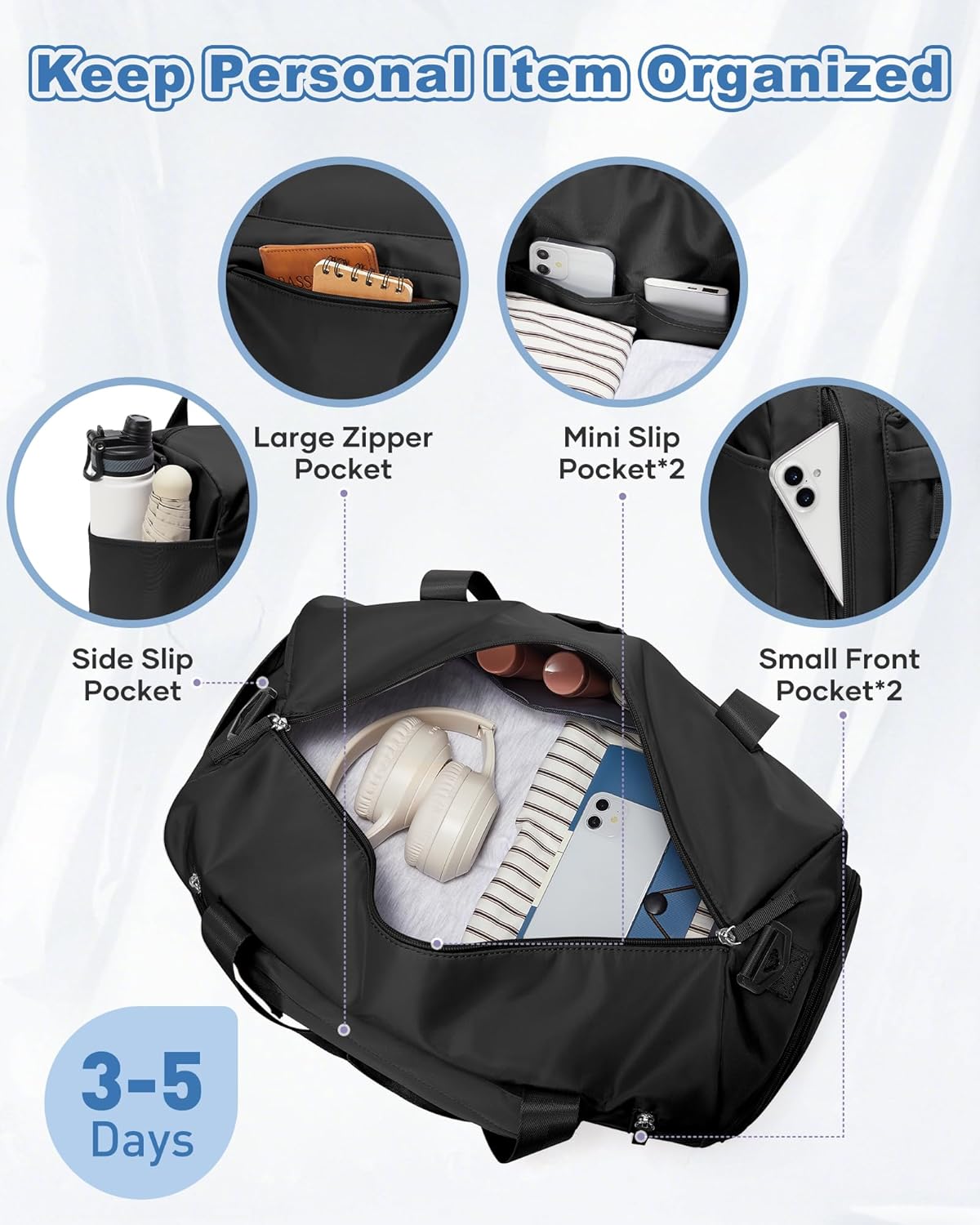 Skiennix Women's Gym Bag - Stylish Travel Duffel Tote for Weekend Getaways | Versatile & Spacious