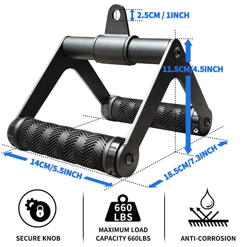 Berufexp Double D Handle 360 Rotataing Cable Row Attachment for Cable Machine, Soft Rubber Cable Machine Attachment Hanlde LAT Pulldown Attachments, Close Grip LAT Pull Down Handle