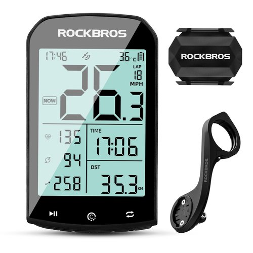 ROCKBROS Bike Computer Wireless Cycling Computers Bike Speedometer Odometer Bicycle Computer with Speed Cadence Sensor for Riding Cycling Waterproof 2.9inch LCD Screen
