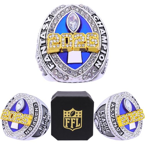 noblehead 2026 Fantasy Football Championship Ring Heavy FFL Champion Trophy Ring Award Trophy for Fantasy Football League Winner (Size 8)