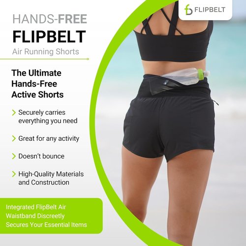 FlipBelt High Waisted Running Shorts - Quick-Dry Activewear with Pockets & Built-In Belt