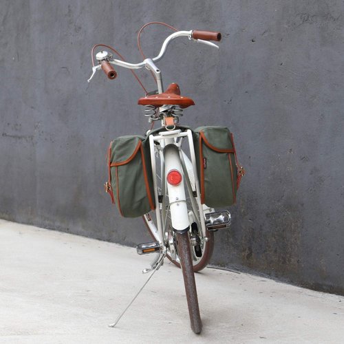 TOURBON Bike Pannier Bags Waterproof Bicycle Rear Rack Tail Bag - Canvas and Leather