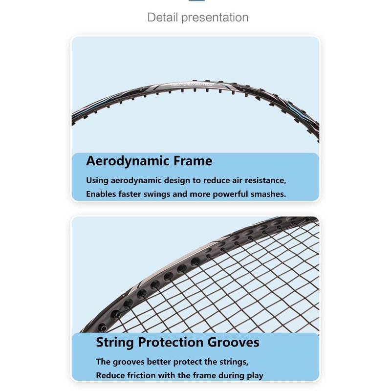 PFVMSQA Badminton Racket Set of 2,Conical Non Slip Grip,Full Carbon Fiber Ultra-Light Offensive Student Durable Training Double Racket,with 2 Lightweight Shuttlecocks,1 Carrying Bag