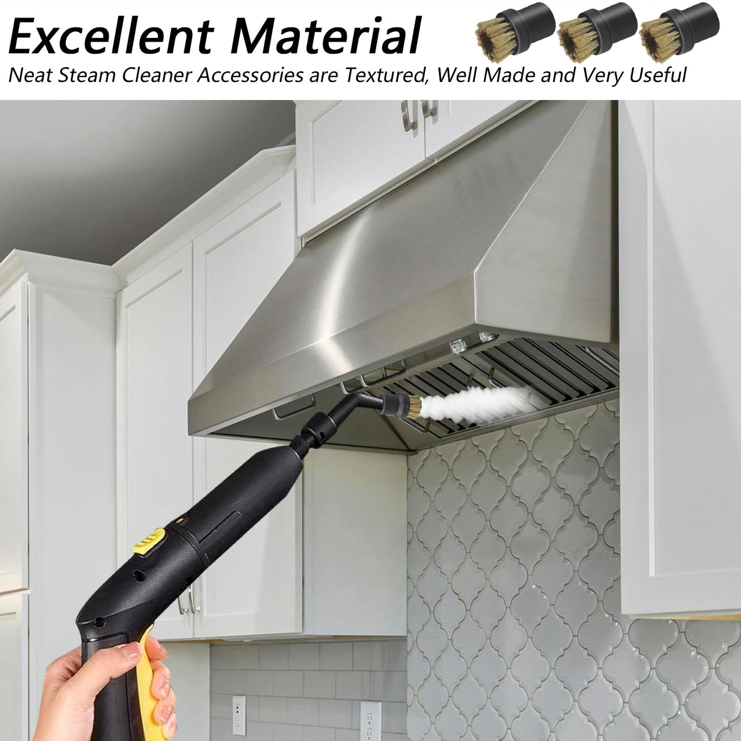 Steam Cleaner Attachments, 5 PCS Steam Cleaner Brush Head, Brass Brush Head Accessories for Karcher SC1 SC2 SC3 SC4 SC5 SC7 CTK10（2 PCS Brass Brushes + 3 PCS Nylon Brushes）