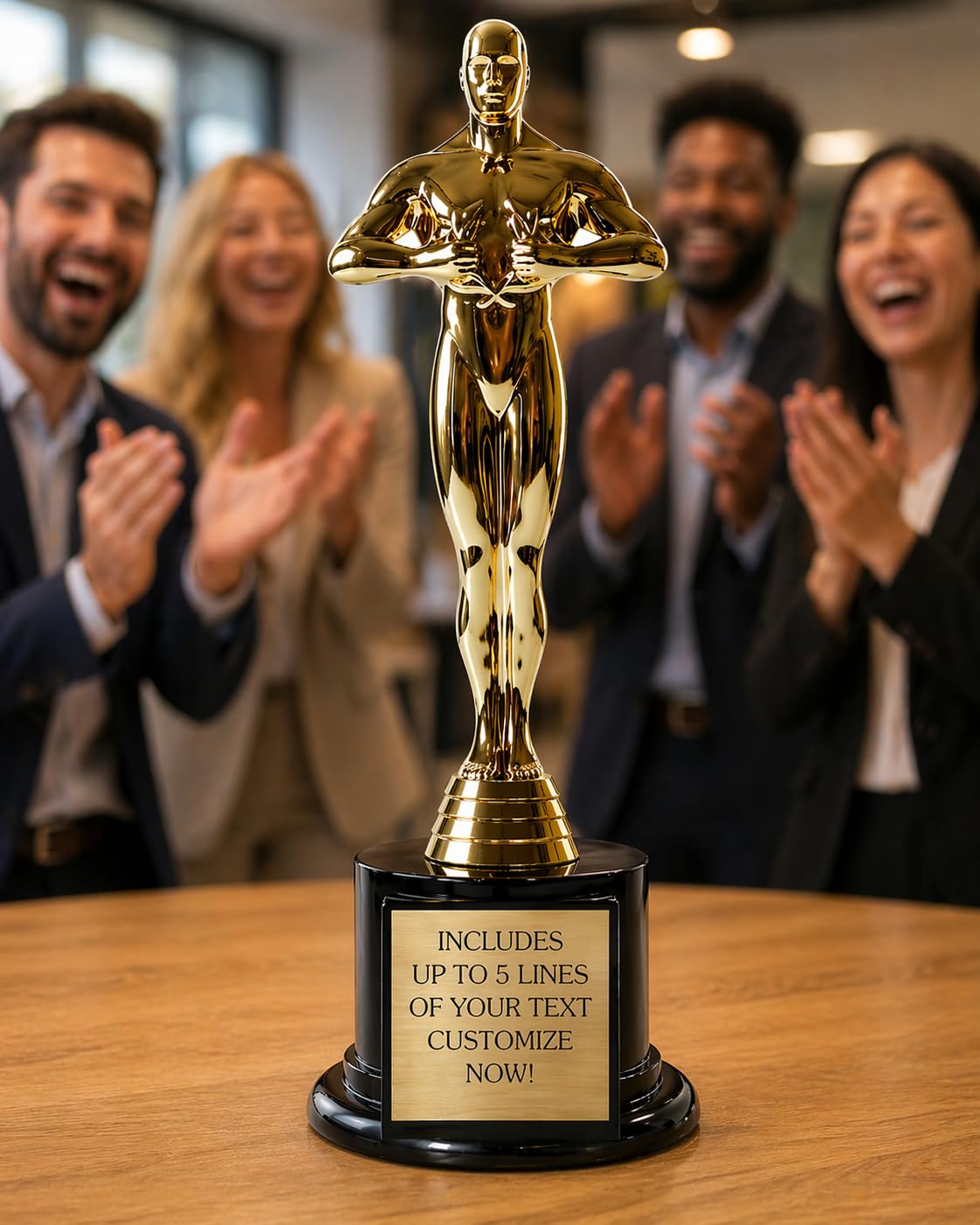 Achievement Custom Trophy 10.5 Inches Tall - Customized Golden Statue Award with Personalized Engraved Plate - Modern Victory Academy Statue - Best Actor Trophies - Personalize it Now!