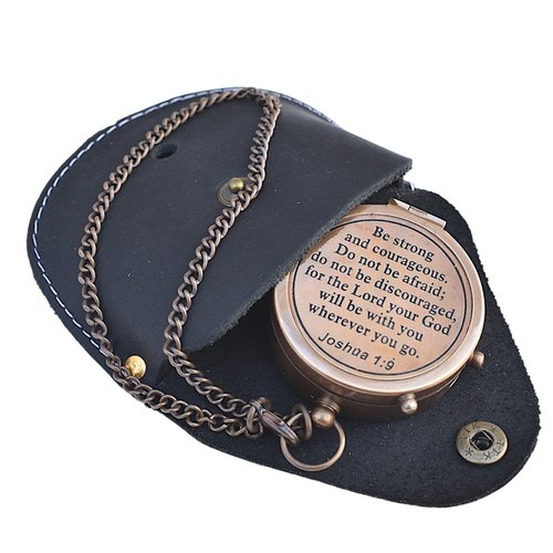 A S Handicrafts Engraved Compass Gift for First Communion, Baptism, Religious Gifts for Men, Confirmation, Missionary