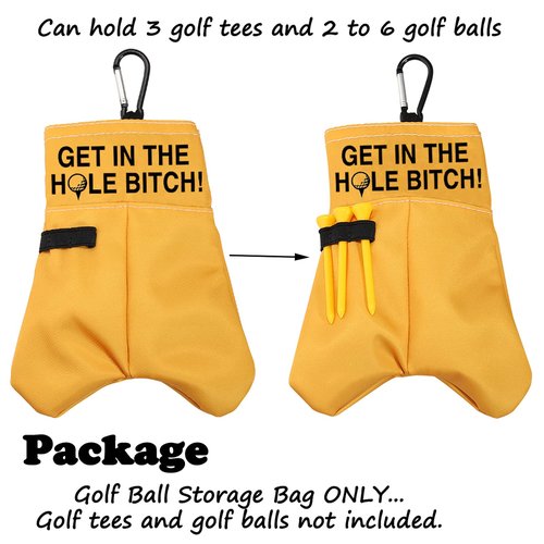 Get in The Hole Bitch Golf Ball Storage Bag Golf Club Gift Ball Pouch Sack Gag Gift (Get in The Hole BS)