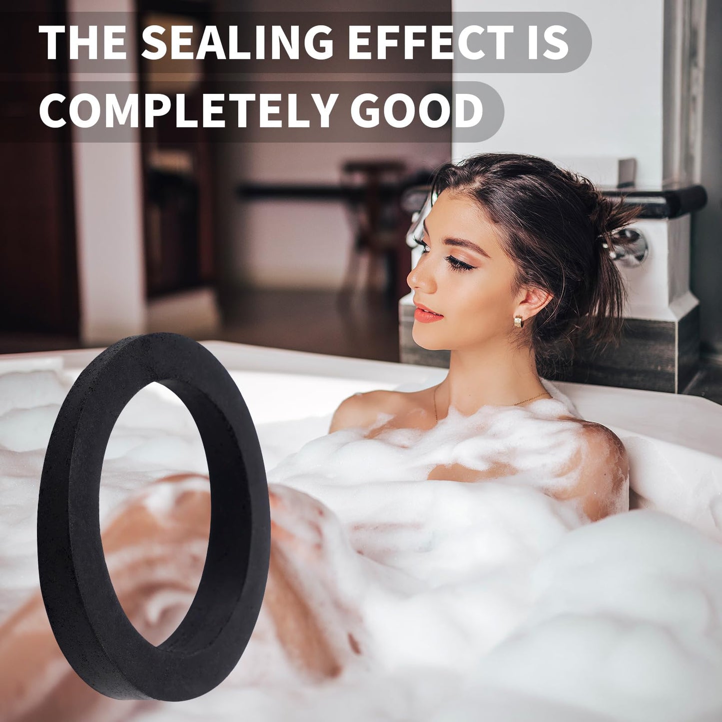 Bathtub Sponge Overflow Gasket Replacement for Overflow Plate, Bathtub Overflow Plate Gasket for Waste, Bathtub Overflow Washer Rubber, Black