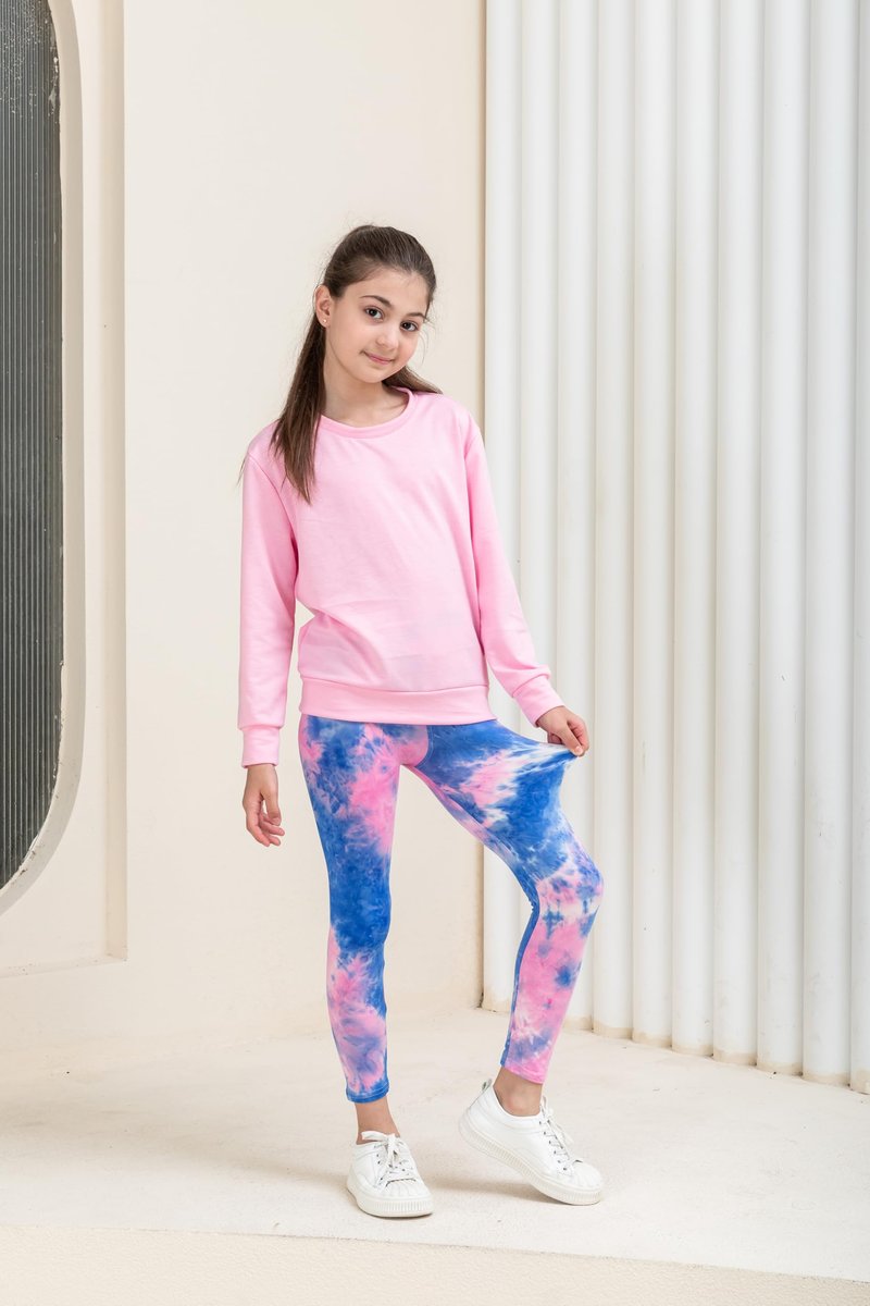SOFTMILK Girls Prints Leggings High Waist Tie Dye Toddlers' Fashion Leggings Size 4-11Y,Stretchy Tight Pants, Multipacks (US, Age, 7 Years, 8 Years, Random Print 5-Pack)