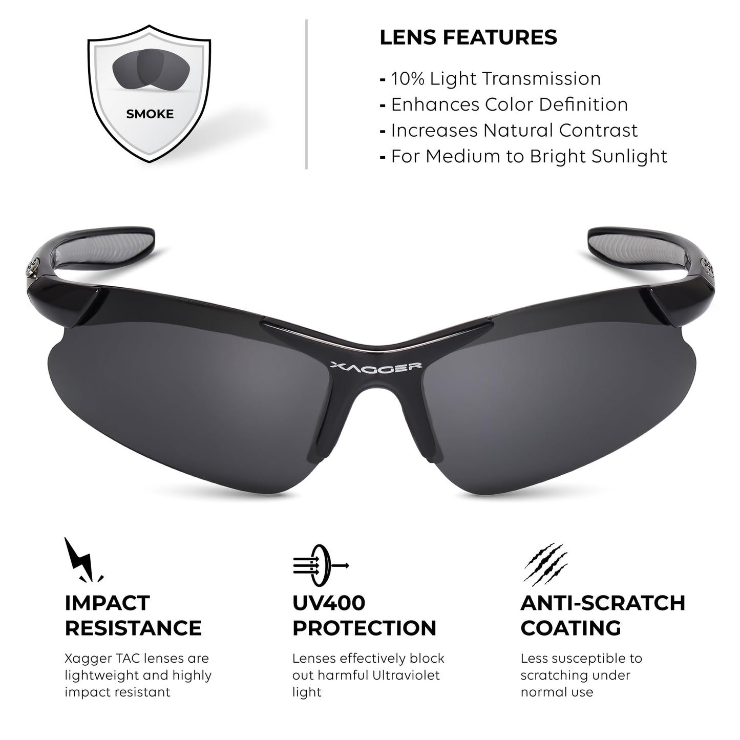 Xagger Kids Youth Polarized Sports Sunglasses for Boys Girls Baseball Softball Glasses TR90 Frame
